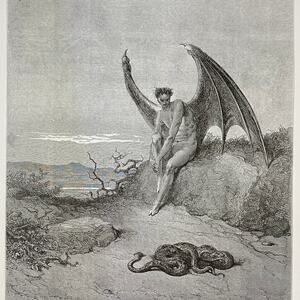 Dore, Paradise Lost, Satan, Illustration, Print, Bookplate, Art, ~ 240707-WH 292